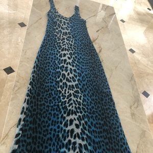 FUZZI XS blue leopard print, tank style maxi dress